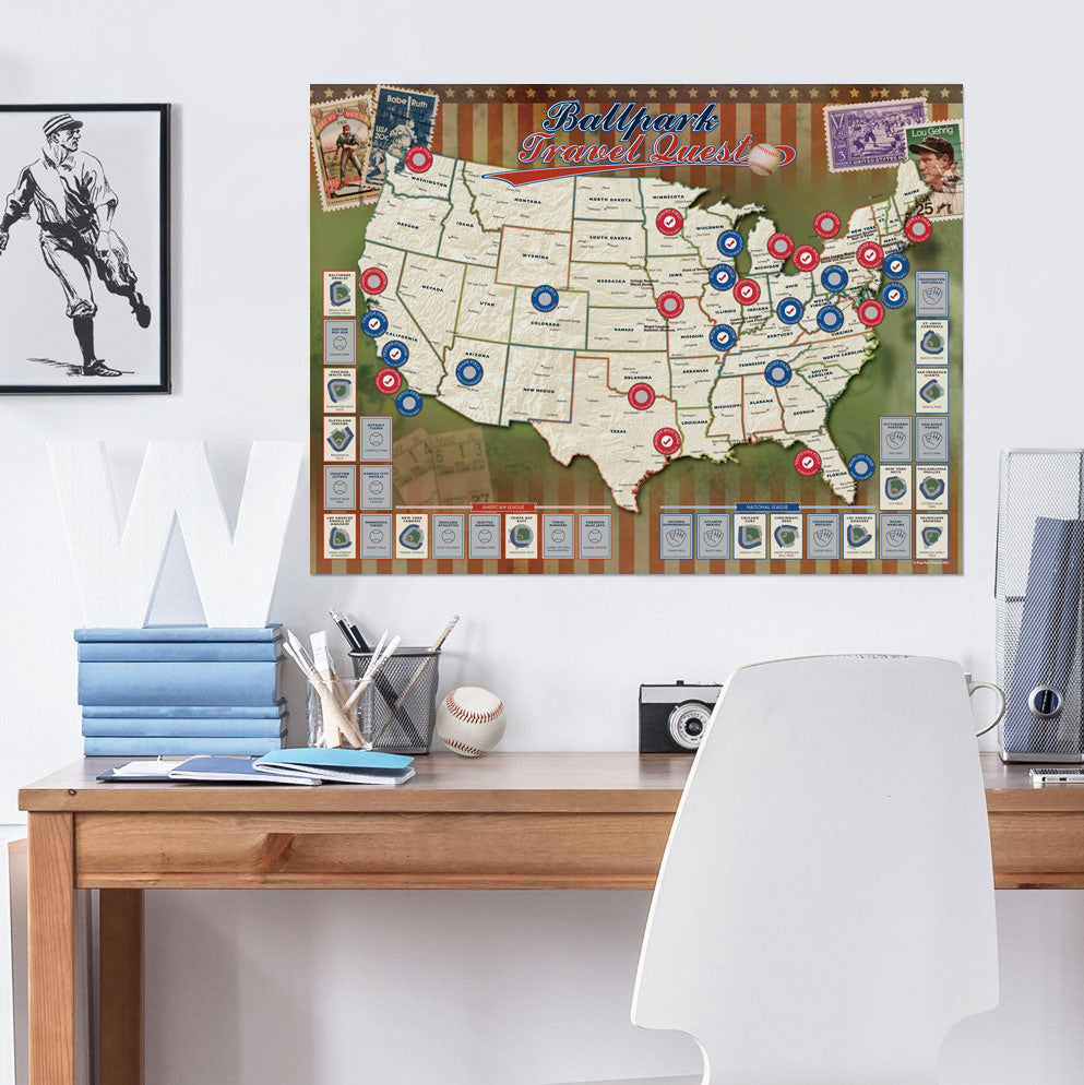  Baseball Stadiums of America Scratch Off Map, Lists National &  Major League Teams, MLB Ballpark Wall Poster, Bucket List, & Tracker of  Visited Parks