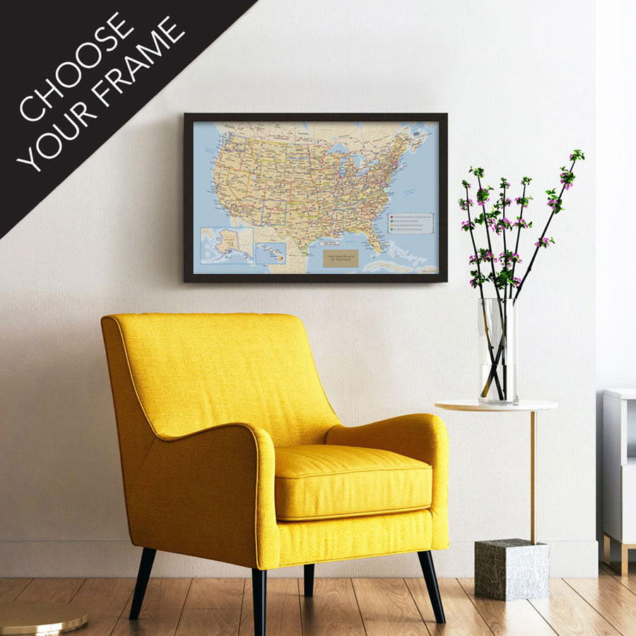 Personalized US Traveler Map—Choose Your Frame