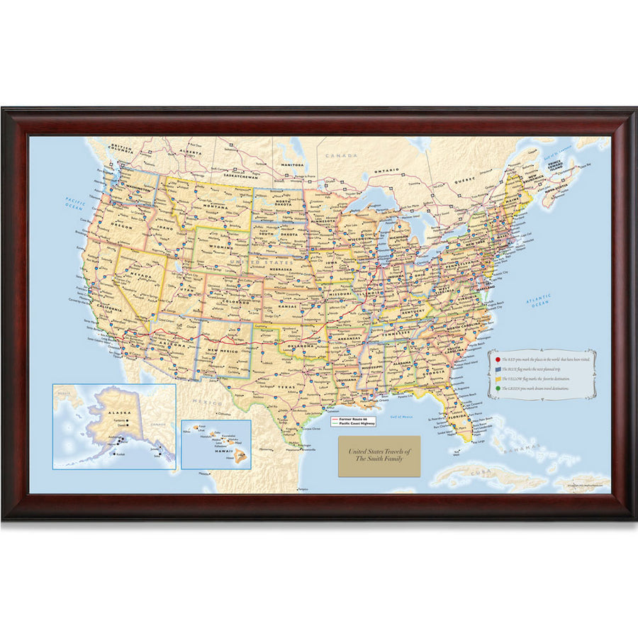 Personalized US Traveler Map—Choose Your Frame