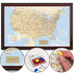 Personalized US Traveler Map—Choose Your Frame