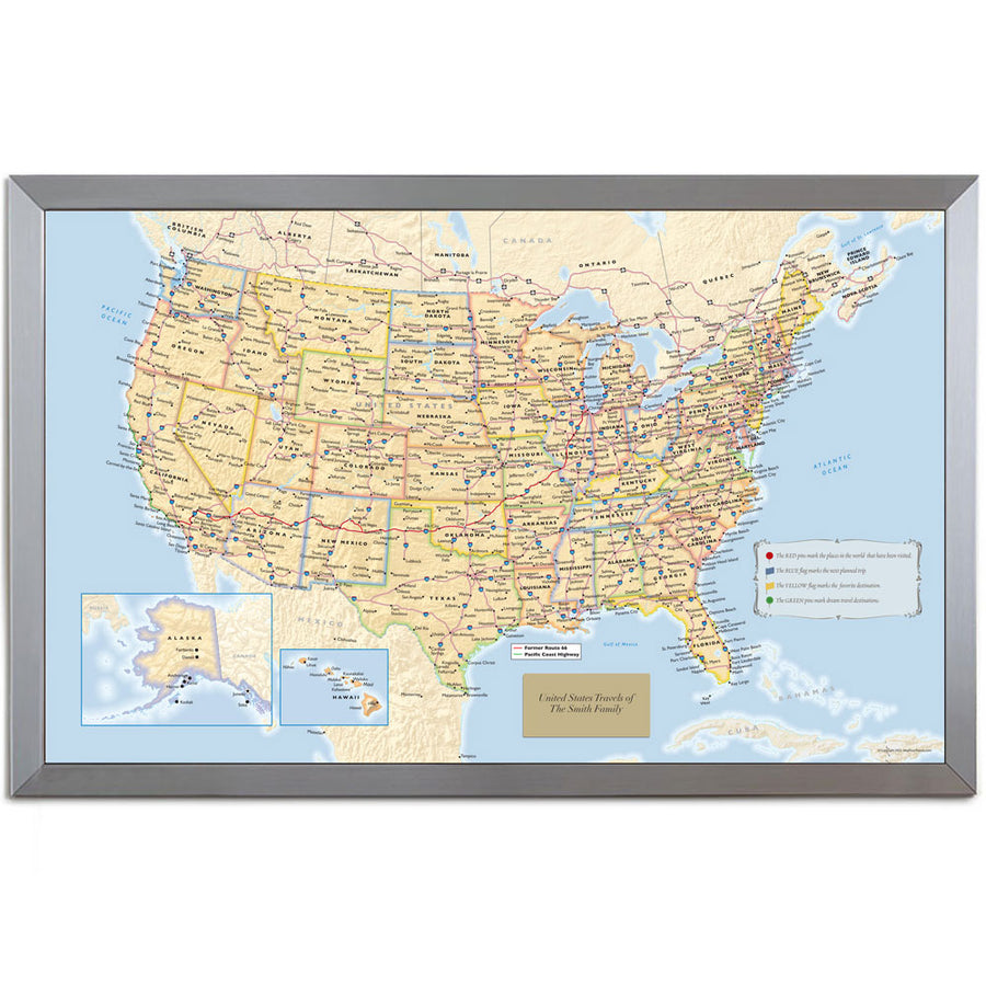 Personalized US Traveler Map—Choose Your Frame