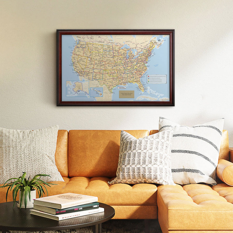 Personalized US Traveler Map—Choose Your Frame